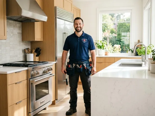Appliance Repair Hero technician in a Bingham Canyon, UT kitchen after an appliance repair